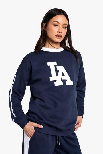 Navy Tall LA Applique Side Stripe Sweatshirt