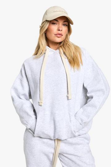 Dsgn Studio Embroidered Contrast Drawcord Oversized Hoodie ash grey