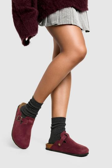 Faux Suede Closed Toe Clog burgundy