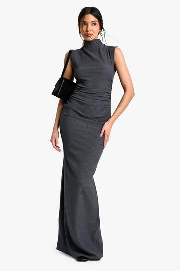 high neck maxi dress charcoal