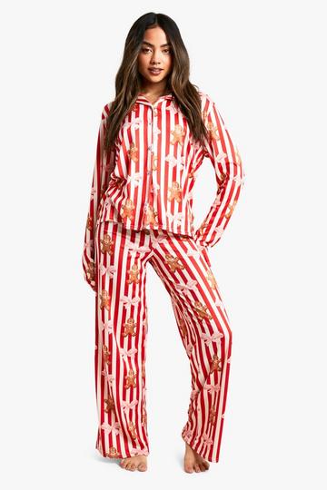 Christmas Stripey Print Sleep Shirt red