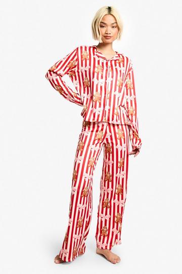 Christmas Stripey Long Sleeve Trouser Set red