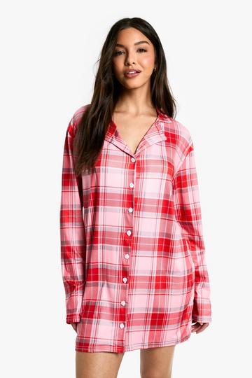 Tartan Kerst Pyjama Blouse red