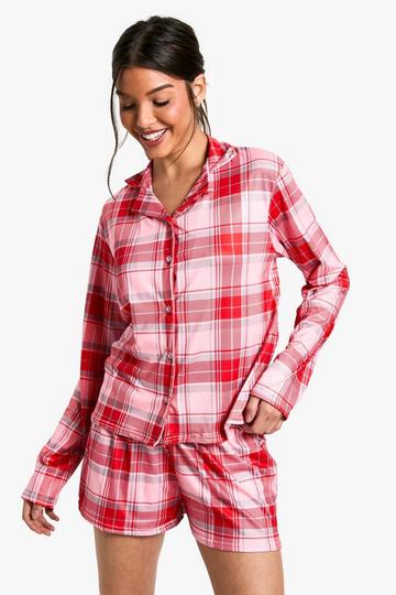 Red Christmas Tartan Long Sleeve Trouser Set