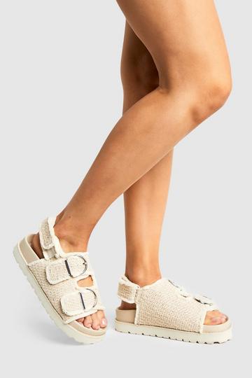 Brede Bouclé Dad Sandalen cream