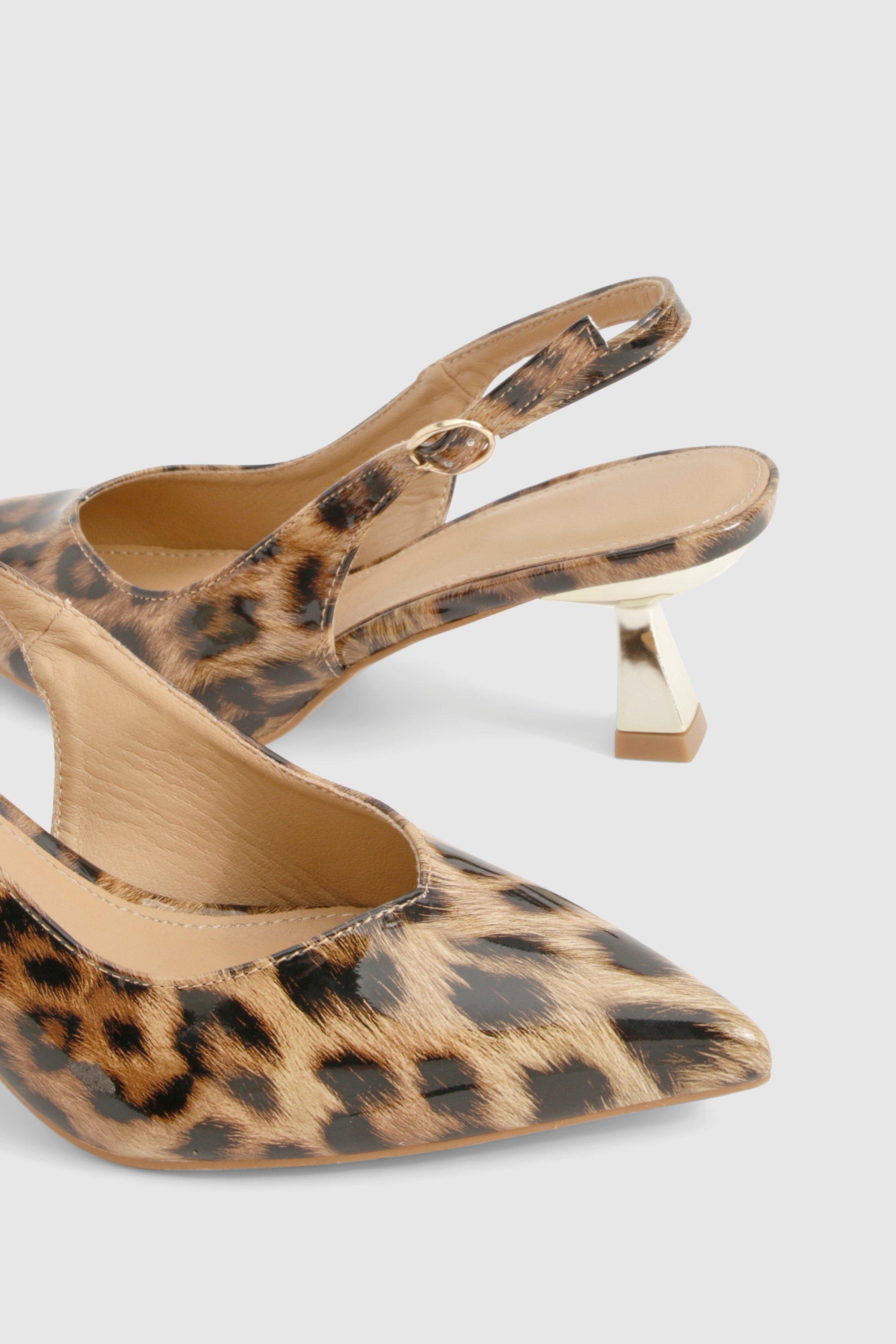 Leopard Slingback Kitten Heel boohoo