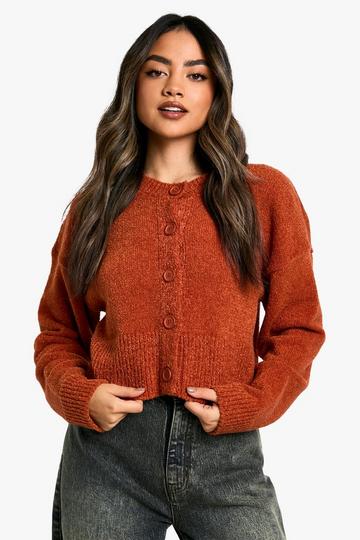 Soft Knit Bomber Cardigan rust