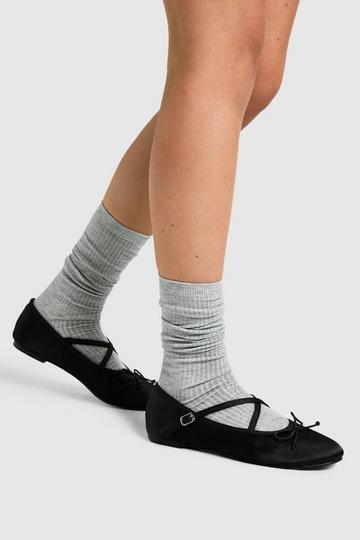 Grey Fine Ribbed Long Slouchy Socks grey