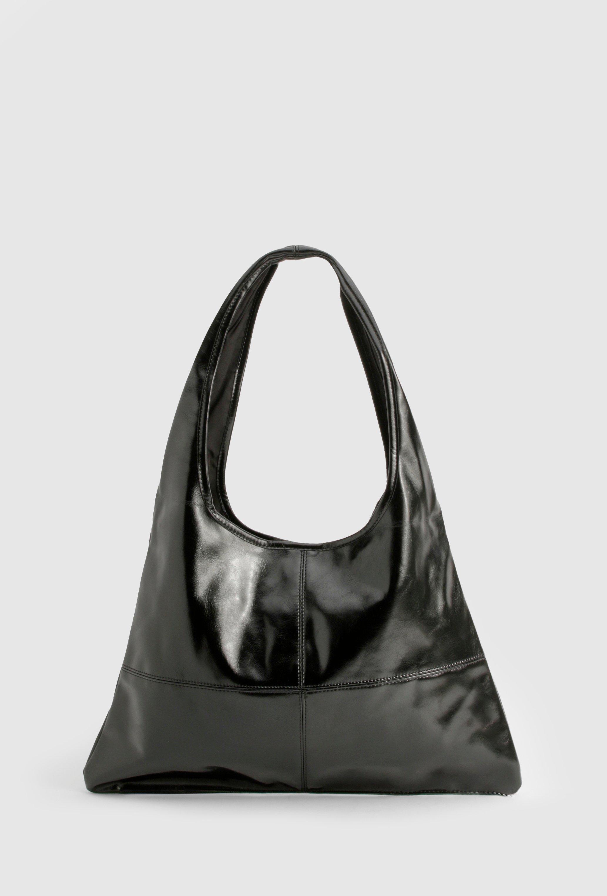 boohoo Faux Leather Slouchy Tote Bag Black One Size