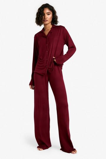 Burgundy Red Tall Long Sleeve Pajama Set