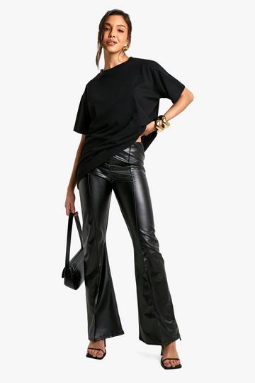 Flare Leg PU Trouser with Pintuck black