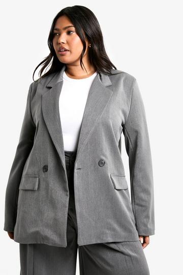 Plus Getailleerde Oversized Mergel Blazer grey marl