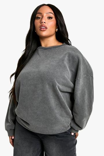 Plus Relaxed Acid Wash Sweatshirt charcoal