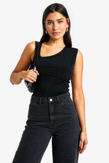 Tall Asymmetrical Bodycon Top black