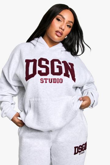 Plus Dsgn Studio Towelling Applique Oversized Hoodie ash grey