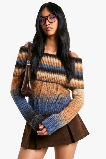 Chunky Knit Ombre Bardot Jumper multi