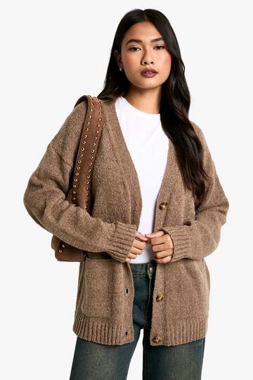 Soft Knit Button Through Cardigan mocha