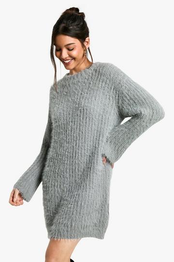 Grey Soft Crew Neck Jumper Dress