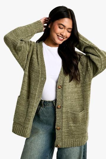 Soft Knit Button Through Cardigan olive