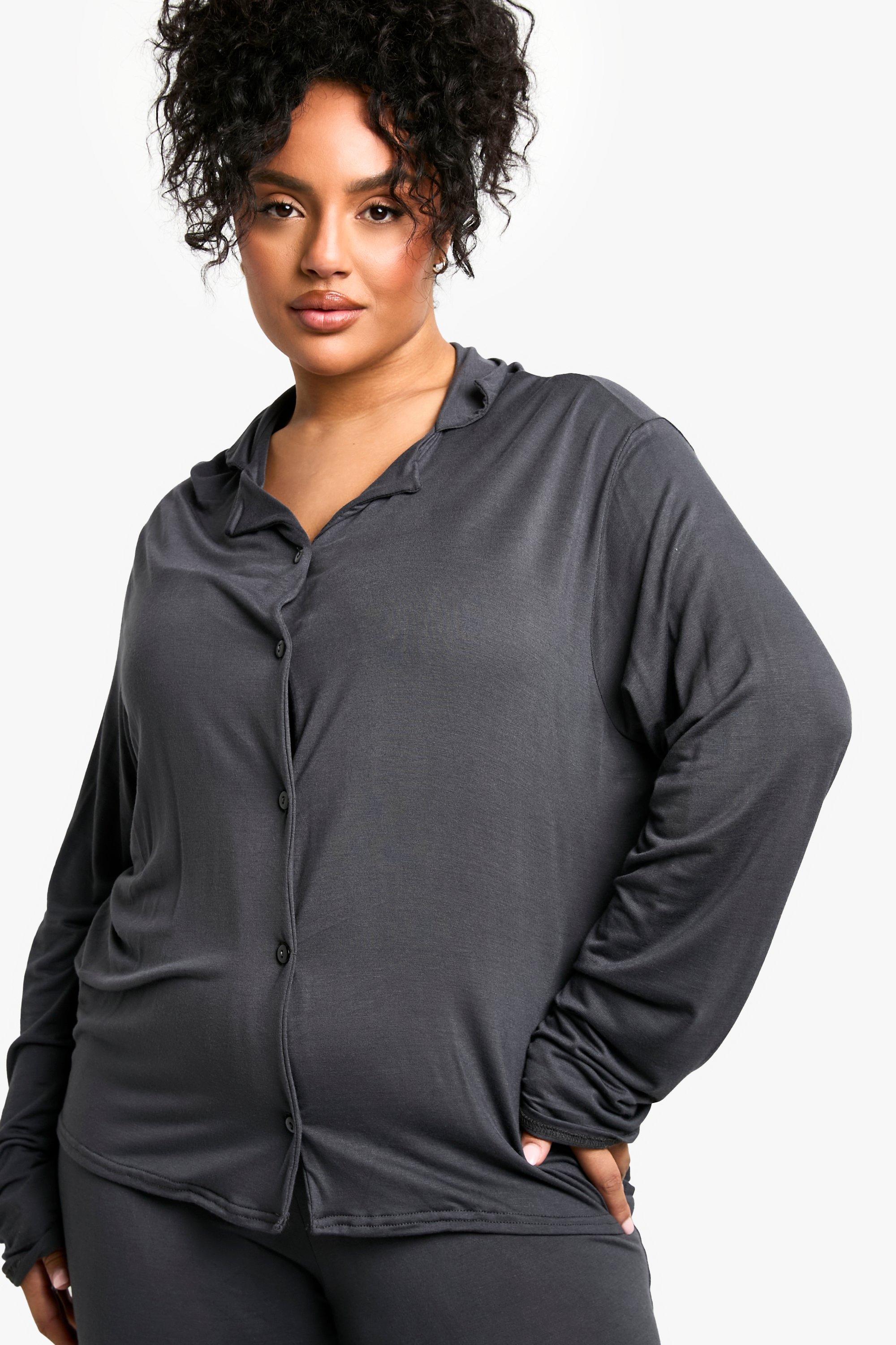 Boohoo Women s Plus Long Sleeve Pyjama Set Blue
