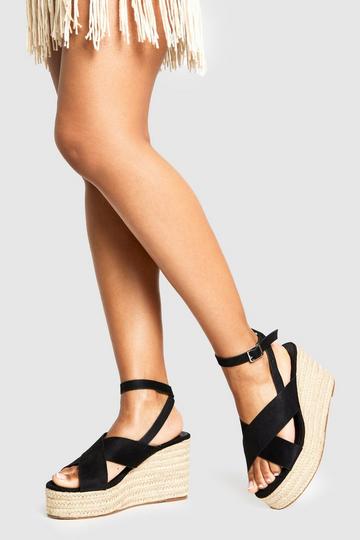 Brede Gekruiste Sleehakken black