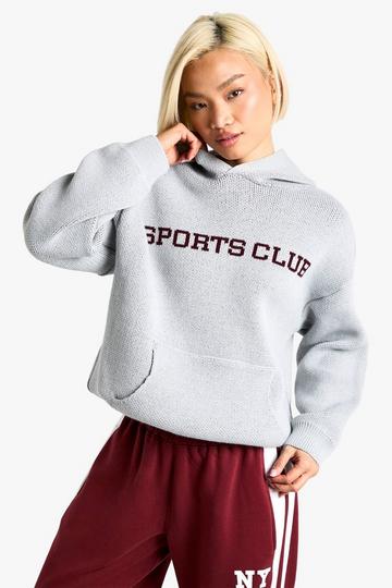 Oversized Gebreide Sports Club Hoodie grey