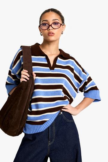 Stripe Knitted Oversized Rugby Top multi