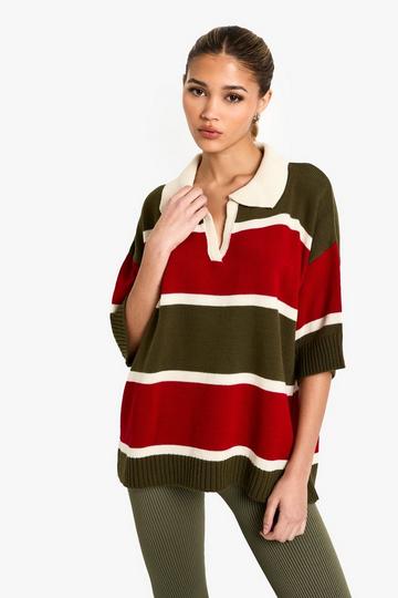 Stripe Knitted Oversized Rugby Top multi