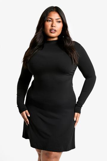 Plus Jersey Ruched Detail Skater Dress black