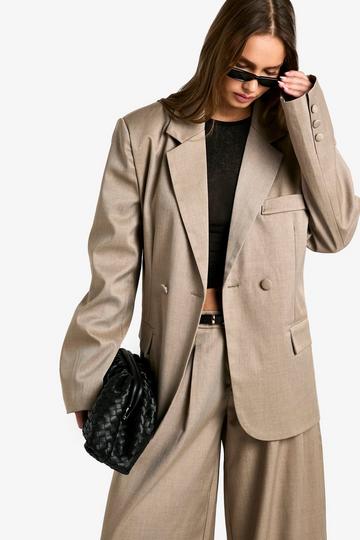 Tailored Cinched Waist Wrap Blazer mushroom