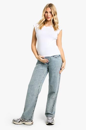 Maternity Over The Bump Boyfriend Jeans light blue