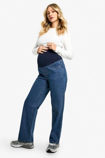 Maternity Over The Bump Boyfriend Jeans mid blue