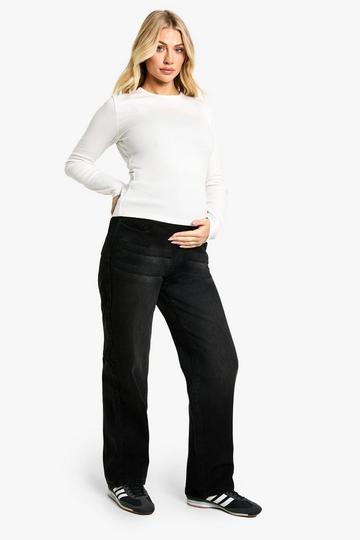 Maternity Over The Bump Boyfriend Jeans washed black