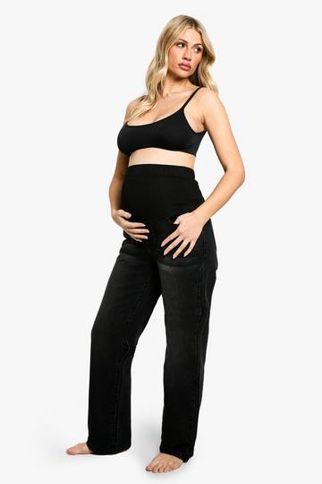 Maternity Over The Bump Straight Leg Jeans washed black