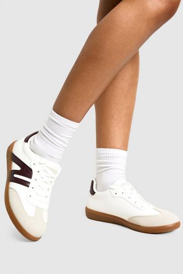 Striped Gum Sole Trainers wine