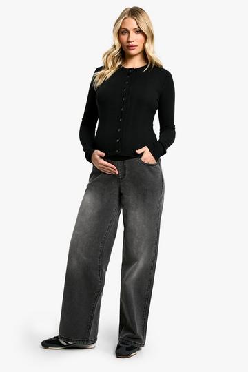 Zwangerschap Over The Bump Wide Leg Jeans grey