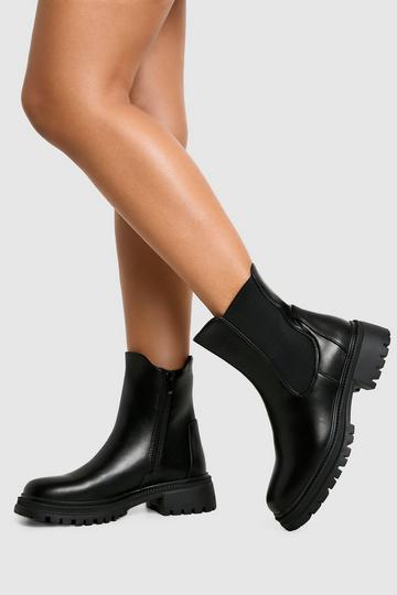 Stretch Panel Chunky Chelsea Boots black