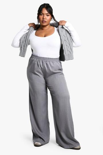 Plus Pinstripe Boxer Slouchy Dad Trouser grey