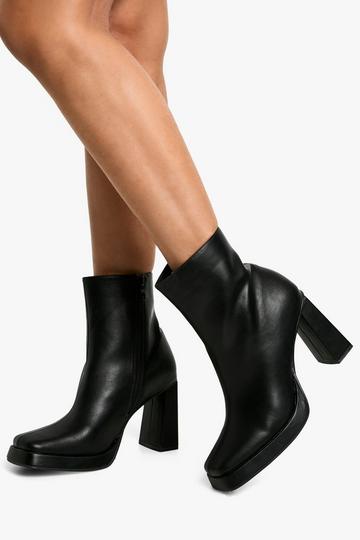 Extended Rand Platform Ankle Boot black