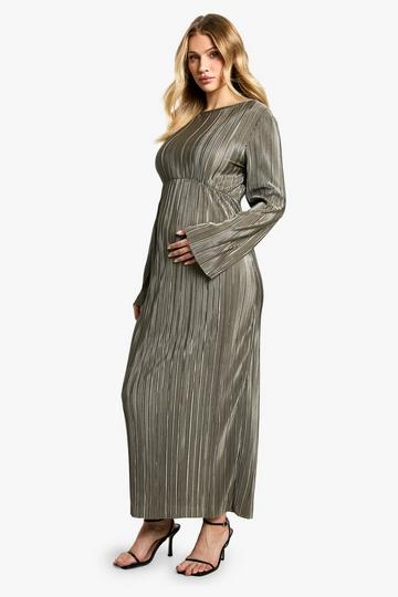 Maternity Plisse Batwing Midaxi Dress light khaki