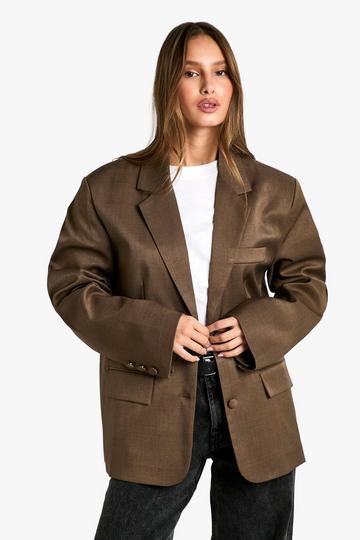 Oversized Getailleerde Baggy Blazer mocha