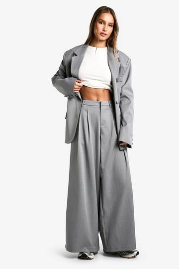 Tailored Extreme Wide Leg Trousers grey marl