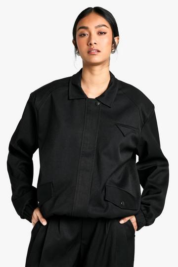 Black Tailored Oversized Bomber