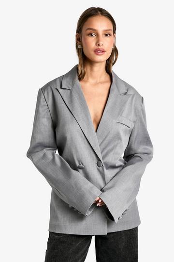 Tailored Double Breasted Blazer grey marl