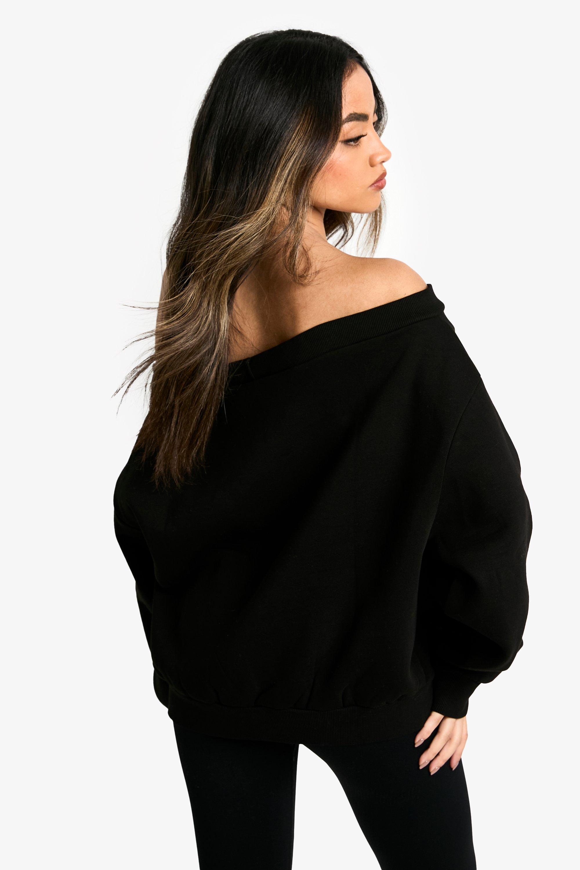 Black off the shoulder sweatshirt best sale