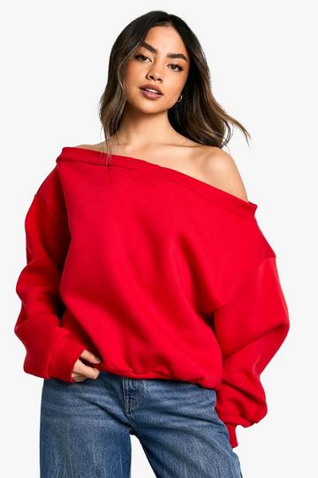 Off the shoulder sweatshirt red