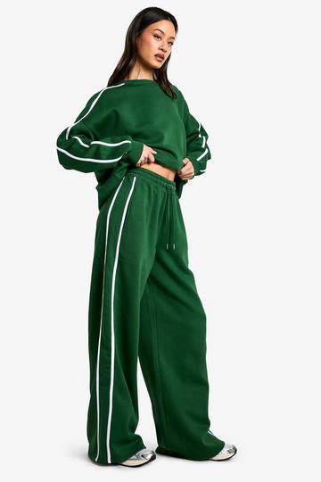 Green Tall Side Stripe Wide Leg Joggers