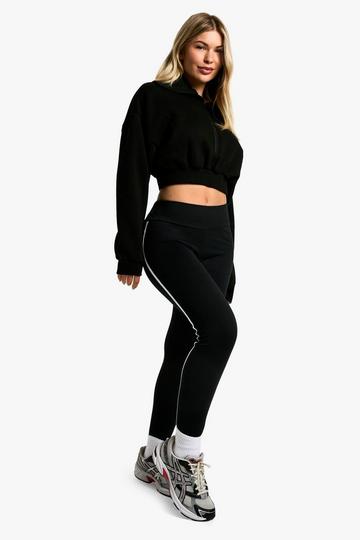 Gestreepte High Waist Leggings black