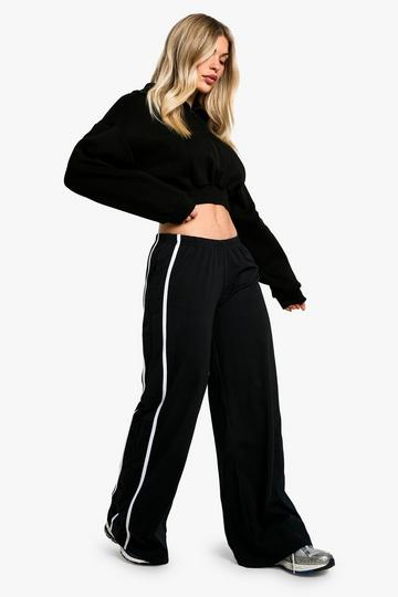 side stripe wide leg trouser black