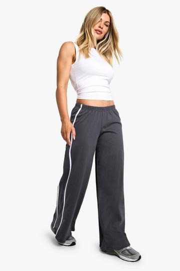 side stripe wide leg trouser charcoal